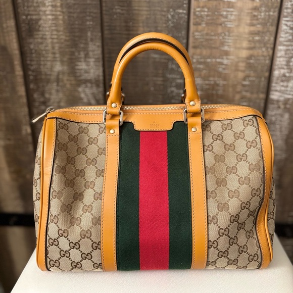 Gucci Web Vintage Boston Bag - Picture 1 of 14